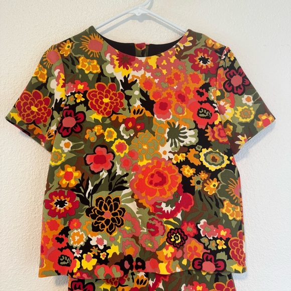 Zara Trafaluc Floral Romper in Green & Orange Small - Picture 3 of 14